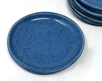 Glidden Pottery, Four Appetizer Plates, Blue Speckle,  Alfred, New York, 1940 - 1957