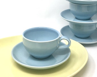 Russel Wright, Ice Blue, Cup and Saucer, Restyled, Iroquois China, 1950s