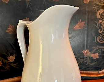 Hope & Carter, Tall Water Jug, White Ironstone, Staffordshire, England, 1862