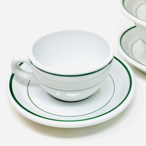 Shenango China, White Cup and Saucer, Green Line, Restaurant Ware, New Castle Pa, 1968