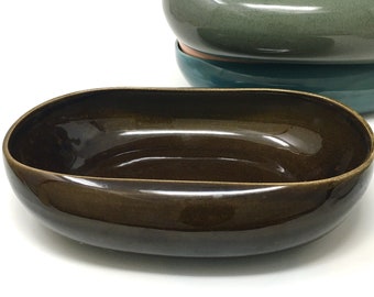 Russel Wright, Black Chutney, Vegetable Serving Bowl, American Modern, Steubenville Pottery, ca. 1950