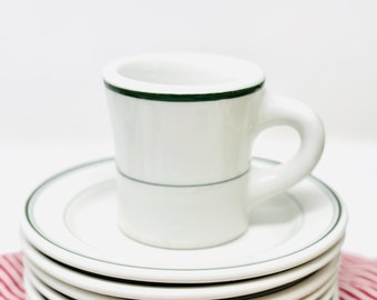 Jackson China, Coffee Mug, Green Lines, Diner Classic, Restaurant Ware, Falls River Pa, circa 1940