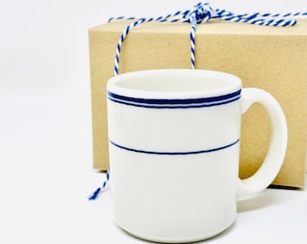 Homer Laughlin, Coffee Mug, Double Blue Lines, Restaurant Ware, East Liverpool Ohio, 2000