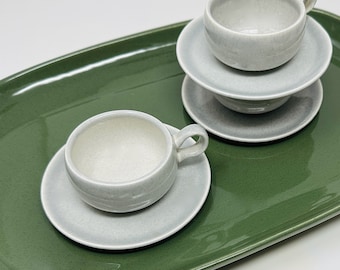 Russel Wright, After Dinner Cup and Saucer, Granite Gray, American Modern, Steubenville Pottery, 1939-1959