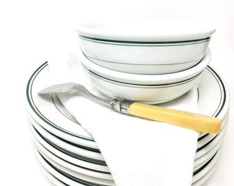 Vintage Sterling China Large Chili Bowl | Double Green Lines