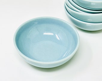 Russel Wright, Foamy Blue, Cereal Bowl, Casual China, Everyday, Durable, Iroquois, USA, circa 1948