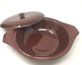 Russel Wright, Covered Vegetable Dish, Bean Brown, American Modern, Steubenville Pottery, Ohio, 1930s