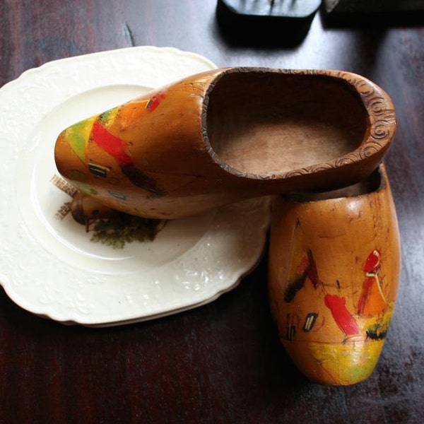 Vintage Souvenir Wooden Shoes, Made in Holland