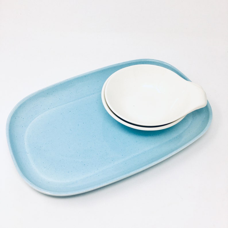 Russel Wright, Glacier Blue, Platter, American Modern, Steubenville Pottery ca. 1950s image 2