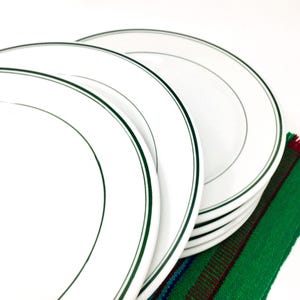 Jackson Dinner Plate Green Lines | Vintage Restaurant Ware 1946