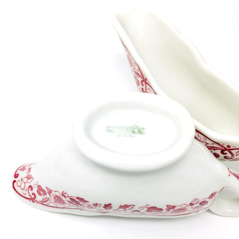 Vintage Shenango Sauce Boat | Red Floral image 6