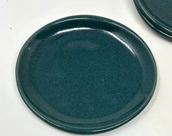 Glidden Pottery, Four Appetizer Plates, Teal Speckle,  Alfred, New York, 1950 - 1957