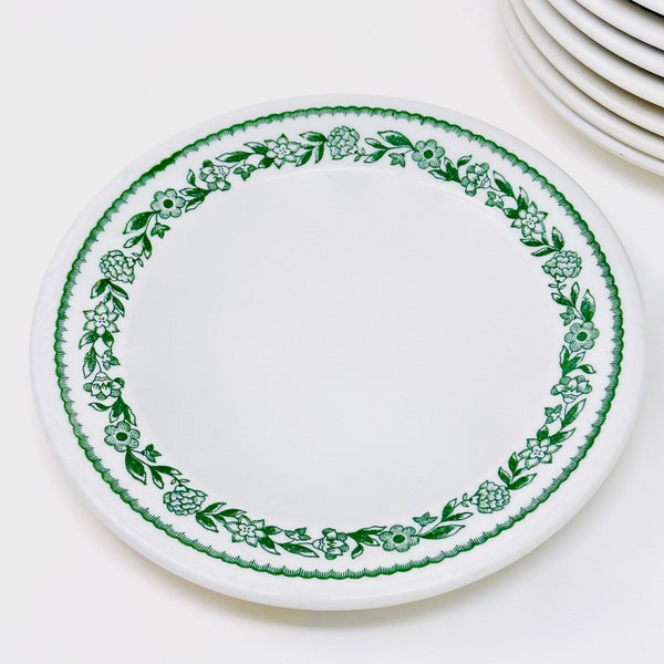 Buffalo China, Small Plate, Green Kenmore, Restaurant Ware, Buffalo New York, 1950s