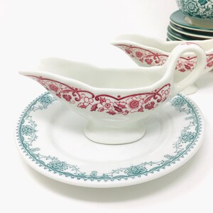 Vintage Shenango Sauce Boat | Red Floral image 2
