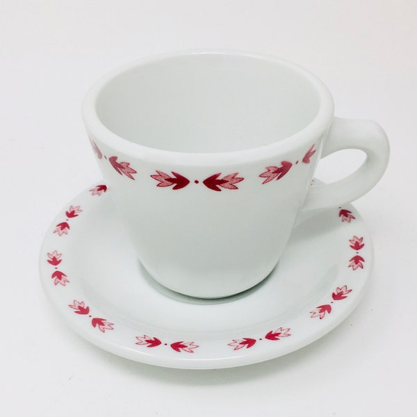 Shenango Red Leaf, Coffee Cup and Saucer, Laurentian, Restaurant Ware, ca.1960s