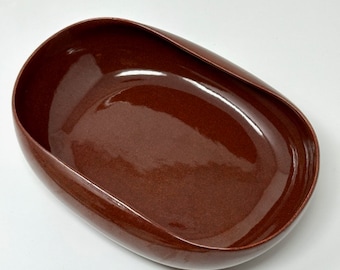 Russel Wright, Bean Brown, Vegetable Serving Bowl, American Modern, Steubenville Pottery, 1939-1946