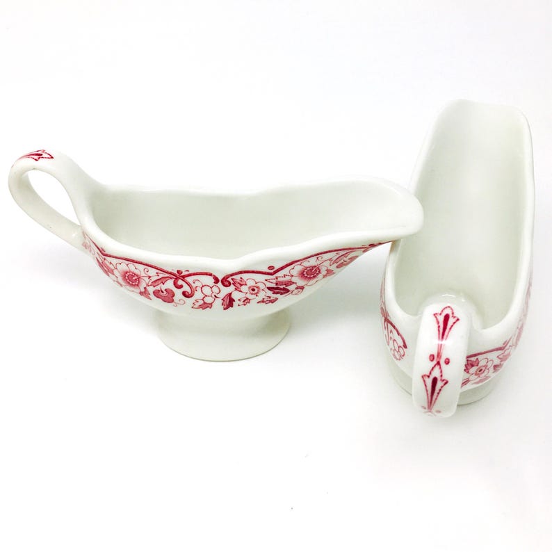 Vintage Shenango Sauce Boat | Red Floral image 5