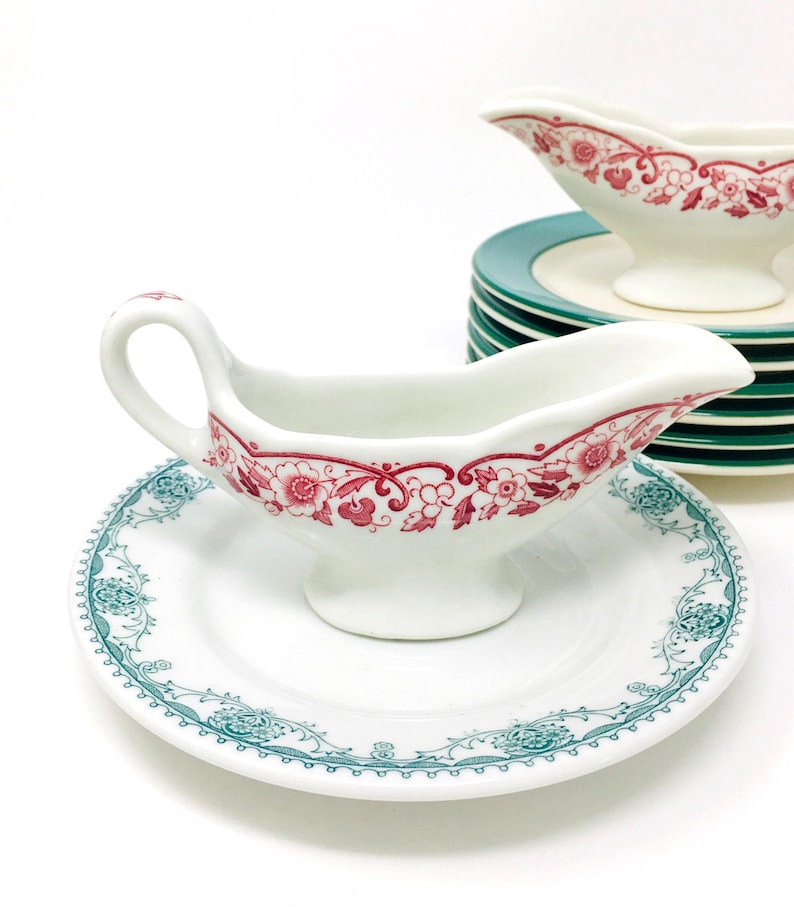 Vintage Shenango Sauce Boat | Red Floral image 3