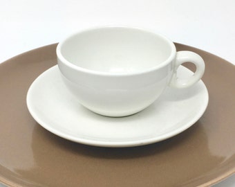 Russel Wright Casual China, White Cup and Saucer, Original Shape, Iroquois China, 1947