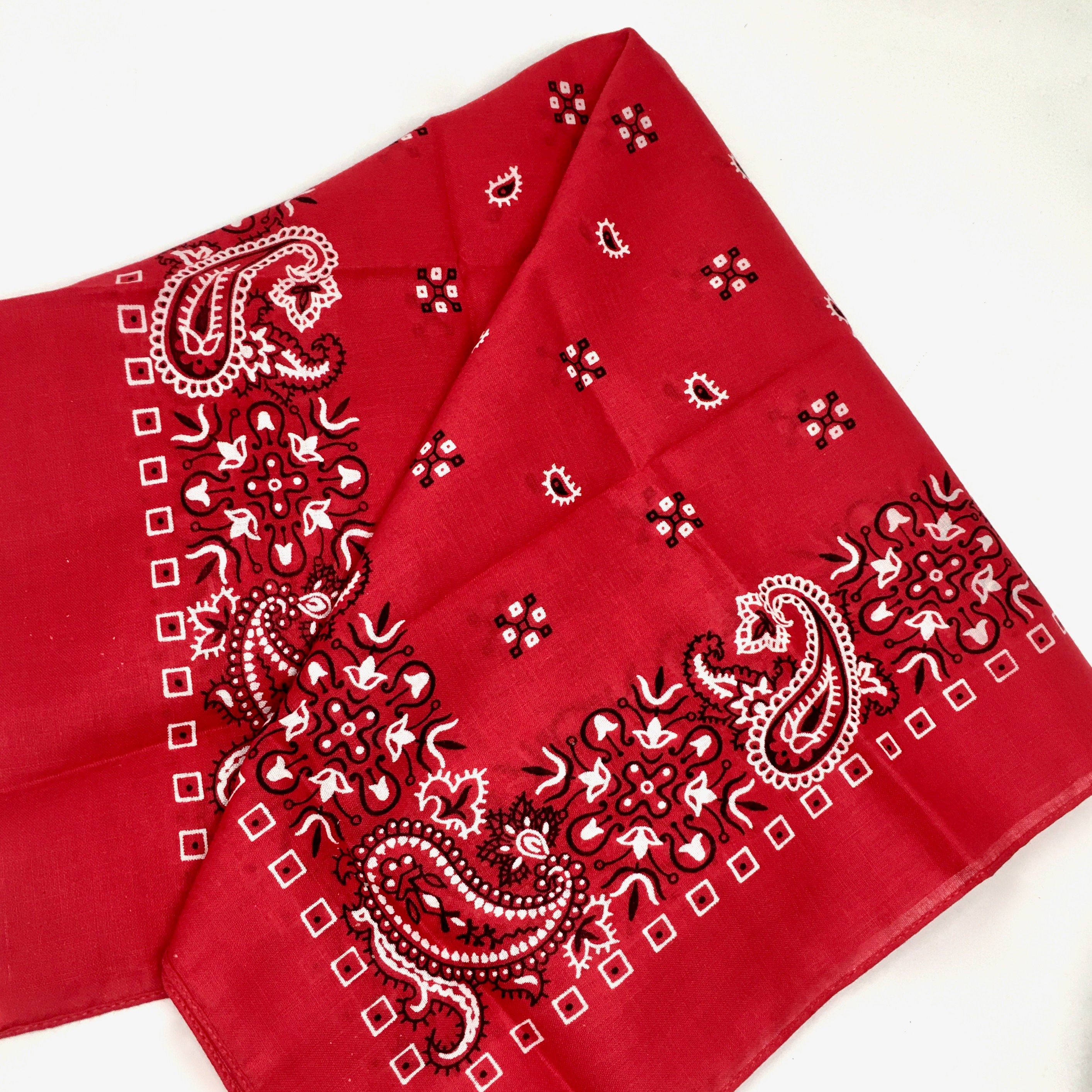 Vintage Red Bandanas Set of Two Paisley Floral Cotton Etsy