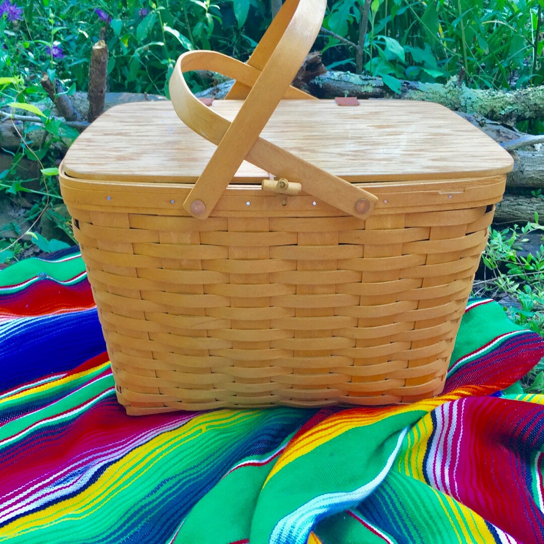 Longaberger, Large Picnic Basket, Split Oak, Plastic Insert, 10324 ...