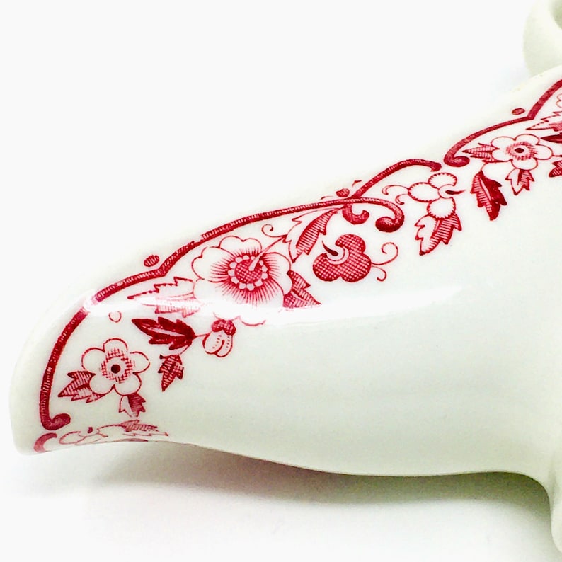 Vintage Shenango Sauce Boat | Red Floral image 4