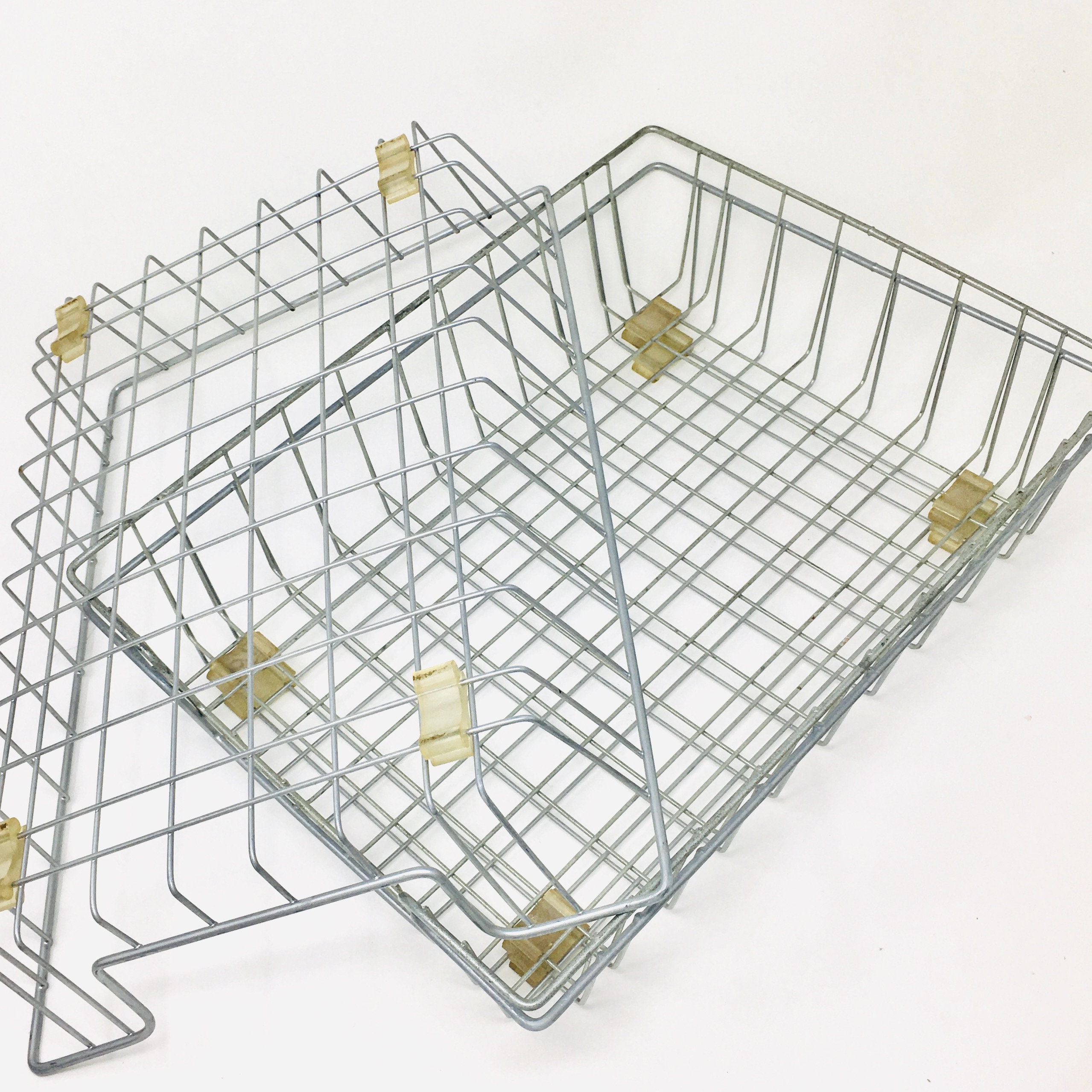 Three Vintage Wire Office Trays Stackable Desk Top Sort Etsy