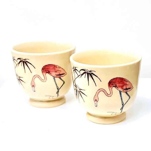 Syracuse Tea Cup Hand Painted Pink Flamingo