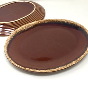 Hull Brown Drip, Oval Platter, Bee Hive Bottom, Oven Proof, Crooksville USA, 1960s