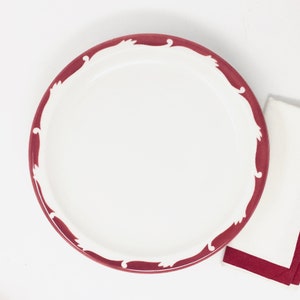 Syracuse China, Large Dinner Plate, Red Wave Pattern, Restaurant Ware, Syracuse New York, 1961 afbeelding 3