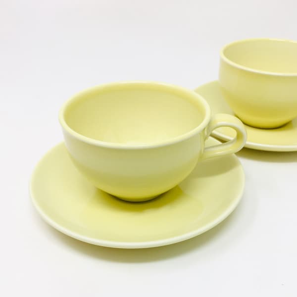 Russel Wright, Lemon Yellow, Cup and Saucer, Casual China, Redesigned, Iroquois, USA, circa 1950s