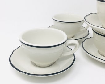 Homer Laughlin, Cup and Saucer, Manhattan, Black and White, Restaurant Ware, HLC Best China, 1990s