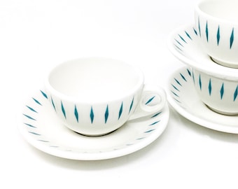 Homer Laughlin Turquoise Diamond Coffee Cup and Saucer