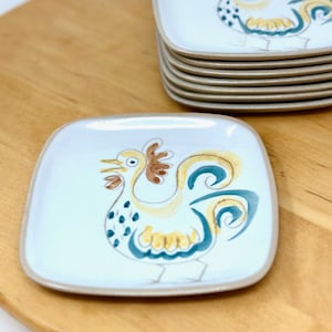 Glidden Pottery, Appetizer Plate, Menagerie, Rooster, Ernst Sohn, 1950s