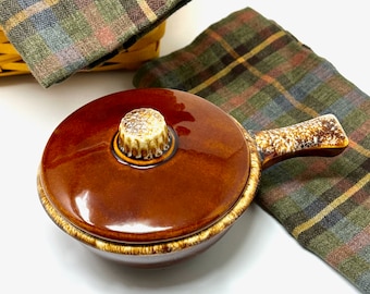 Hull Brown Drip French Handled Casserole with Cover
