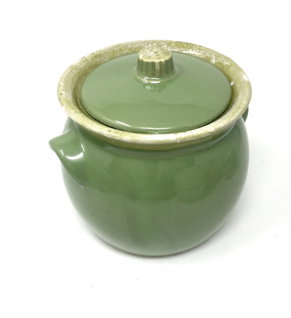 Hull Pottery Avocado Green Drip Bean Pot Or Cookie Jar Oven Denmark Hull Pottery Avocado Green Drip Bean, Big Apple Storage Crooksville Ohio