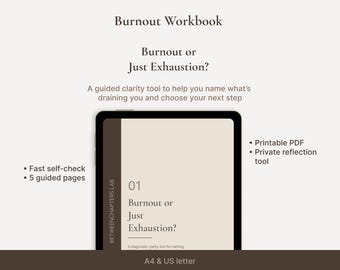 Burnout Workbook PDF, Stress Test & Career Clarity Journal, Life Transition Workbook