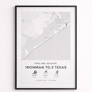 Triathlon 70.3 Texas Print | Personalized Race Map Poster | Triathlon Gift
