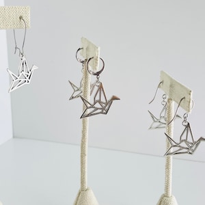 Origami Crane Earrings, Hypoallergenic Ear Hooks