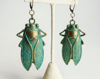 Green Cicada Earrings