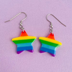 Rainbow Star Earrings, Hypoallergenic