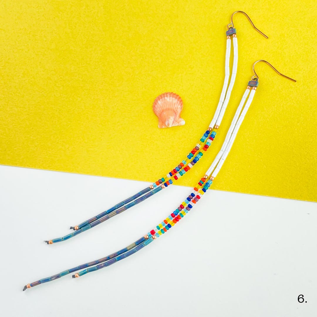 Boho Seed Bead Tassel Earrings: Long Dangle, Colorful Handmade Jewelry ...