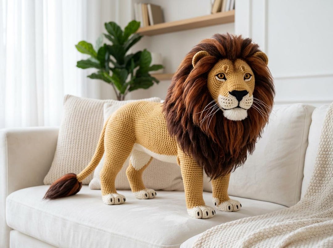Realistic Lion Crochet Pattern PDF | Advanced Wildlife Amigurumi | Full ...