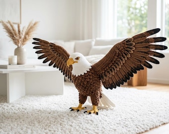 Patrón de ganchillo de águila realista en PDF / Amigurumi de fauna salvaje avanzado / Águila calva de 60 cm de envergadura / Descarga instantánea