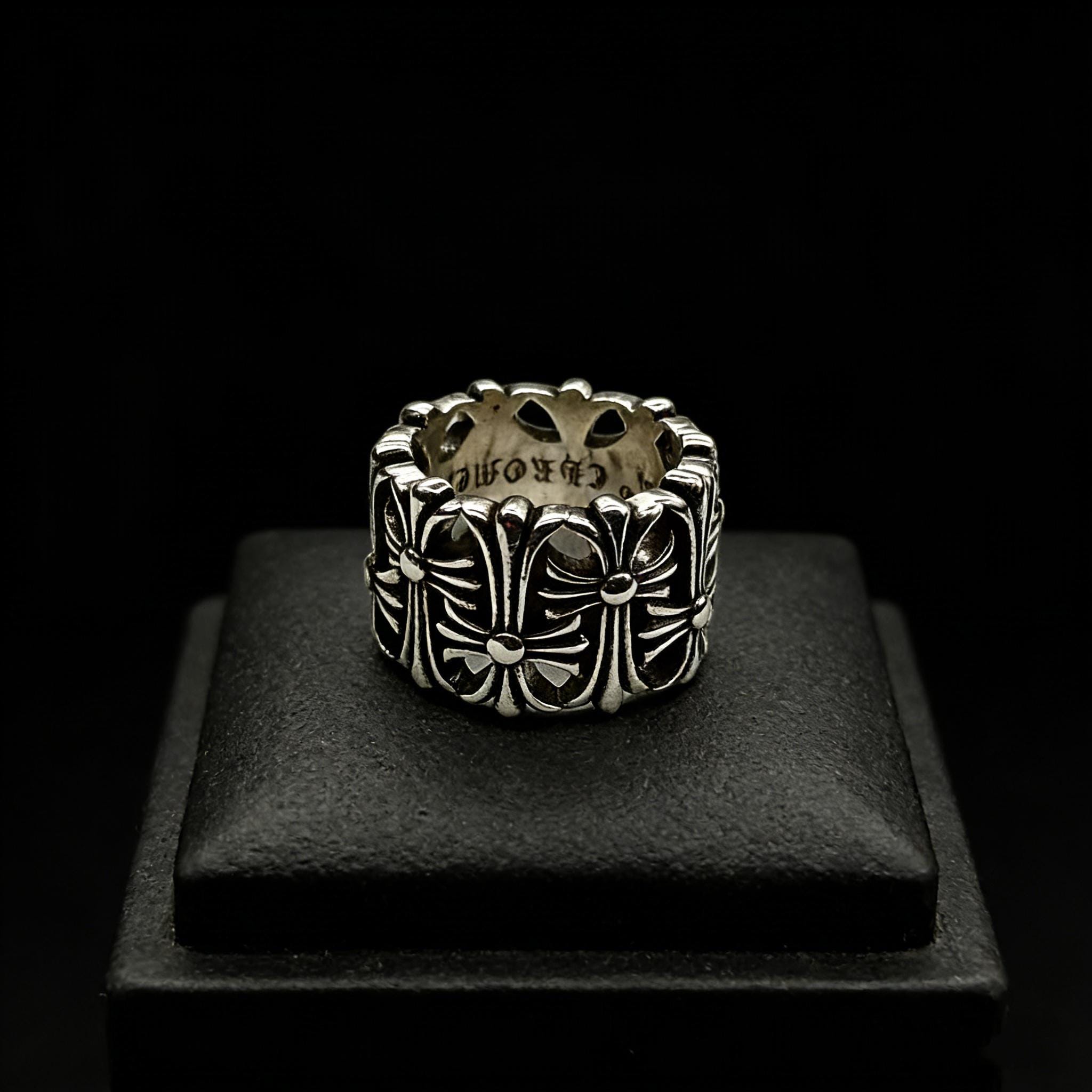 Openwork Cross Ring, 925 Sterling Silver Gothic Ring, CH Vintage Punk ...