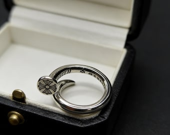 An open cross ring, a 925 sterling silver gothic ring, a minimalist punk handcrafted custom silver ring—a unique gift for her.