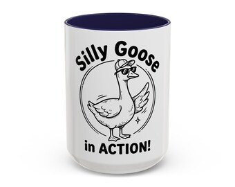 Silly Goose in Action Mug | Accent Coffee Mug 11oz 15oz