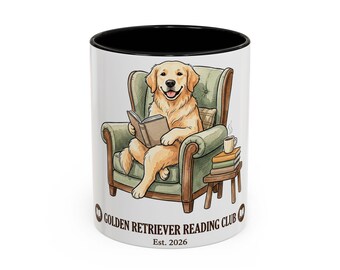 Golden Retriever Reading Club Mug | Funny Dog Coffee Mug 11oz 15oz