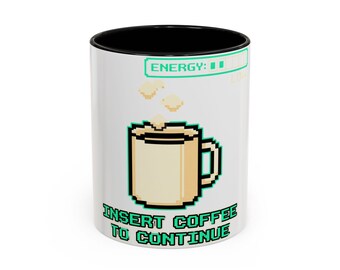 Pixel Coffee Mug | Retro 8-Bit Gaming, Energy Bar Design