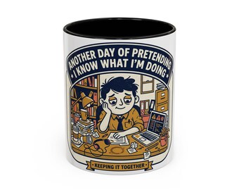 Funny Sarcastic Office Mug | Pretending I Know What I'm Doing Coffee Cup